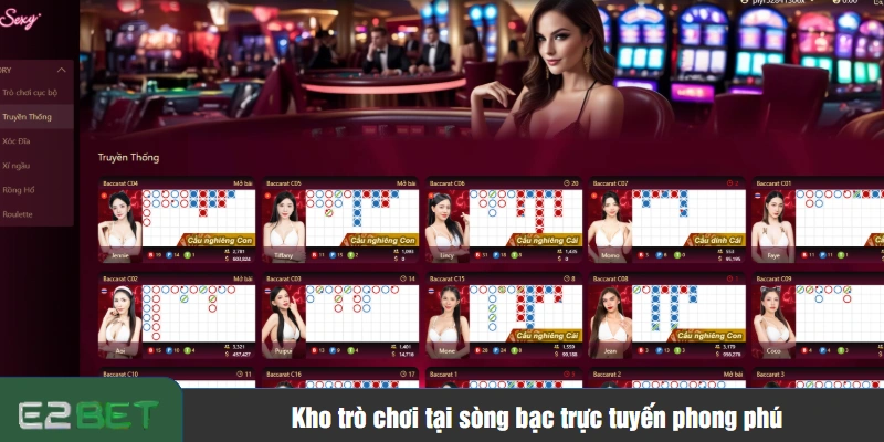 Kho trò chơi tại sòng bạc trực tuyến phong phú