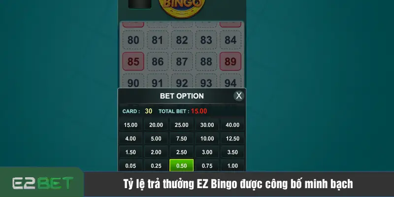 Tỷ lệ trả thưởng EZ Bingo được công bố minh bạch